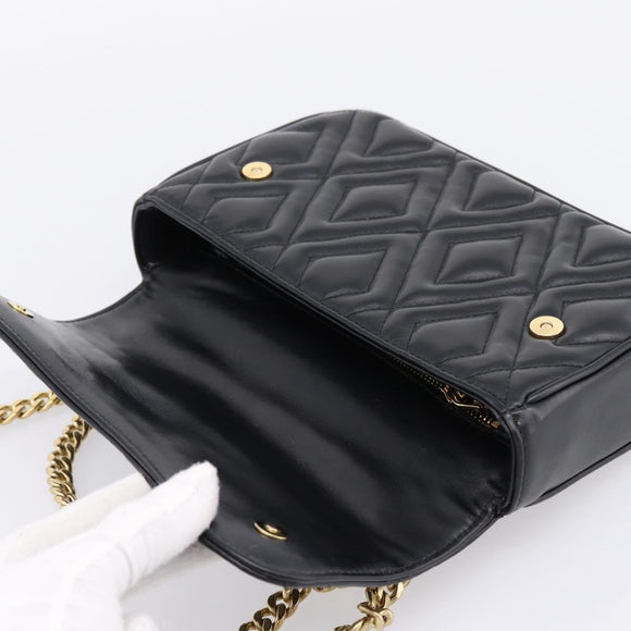 Miu Miu Chain Shoulder Bag Leather Black Gold Auth 207621SAM