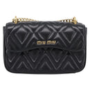 Miu Miu Chain Shoulder Bag Leather Black Gold Auth 207621SAM-13