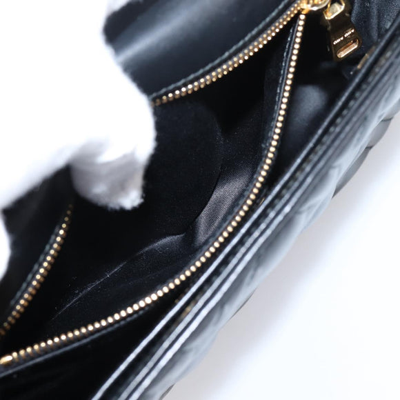 Miu Miu Chain Shoulder Bag Leather Black Gold Auth 207621SAM