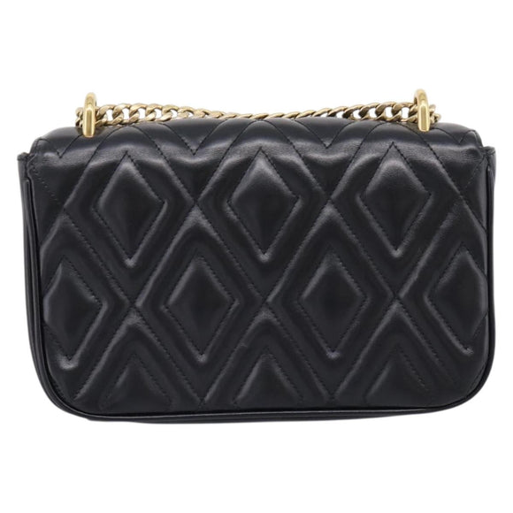 Miu Miu Chain Shoulder Bag Leather Black Gold Auth 207621SAM