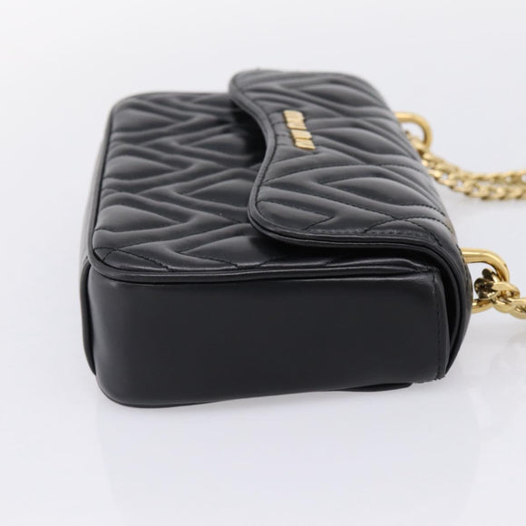 Miu Miu Chain Shoulder Bag Leather Black Gold Auth 207621SAM