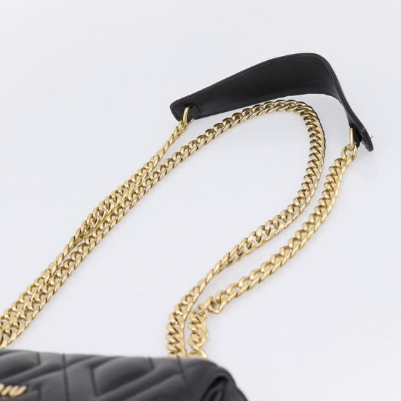 Miu Miu Chain Shoulder Bag Leather Black Gold Auth 207621SAM