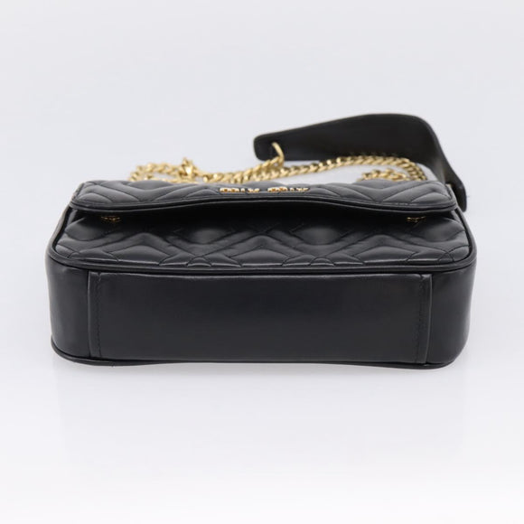 Miu Miu Chain Shoulder Bag Leather Black Gold Auth 207621SAM
