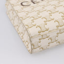 CELINE Triomphe Mini Vertical Cabas Hand Bag PVC 2way White Gold Auth 207623V-16