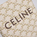 CELINE Triomphe Mini Vertical Cabas Hand Bag PVC 2way White Gold Auth 207623V-19