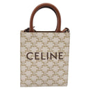 CELINE Triomphe Mini Vertical Cabas Hand Bag PVC 2way White Gold Auth 207623V-13