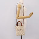 CELINE Triomphe Mini Vertical Cabas Hand Bag PVC 2way White Gold Auth 207623V-22