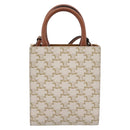 CELINE Triomphe Mini Vertical Cabas Hand Bag PVC 2way White Gold Auth 207623V-2