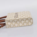 CELINE Triomphe Mini Vertical Cabas Hand Bag PVC 2way White Gold Auth 207623V-3