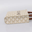 CELINE Triomphe Mini Vertical Cabas Hand Bag PVC 2way White Gold Auth 207623V-4