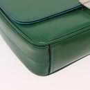 PRADA Chain Shoulder Bag Safiano Leather Green Silver Auth 207634V-16
