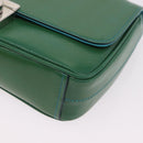 PRADA Chain Shoulder Bag Safiano Leather Green Silver Auth 207634V-17