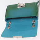 PRADA Chain Shoulder Bag Safiano Leather Green Silver Auth 207634V-22