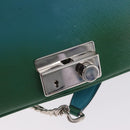 PRADA Chain Shoulder Bag Safiano Leather Green Silver Auth 207634V-24