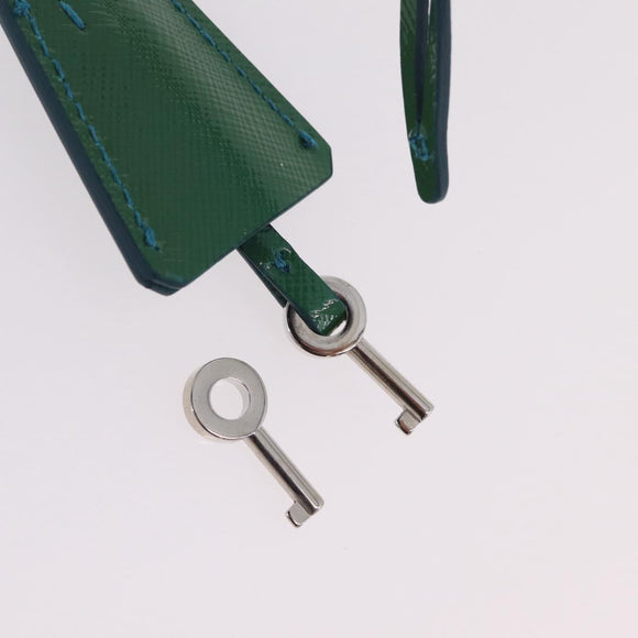 PRADA Chain Shoulder Bag Safiano Leather Green Silver Auth 207634V