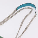 PRADA Chain Shoulder Bag Safiano Leather Green Silver Auth 207634V-15