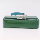 PRADA Chain Shoulder Bag Safiano Leather Green Silver Auth 207634V-5