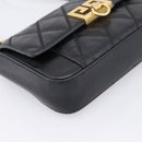 GIVENCHY Shoulder Bag Leather 2way Black Gold Auth 207635A-13