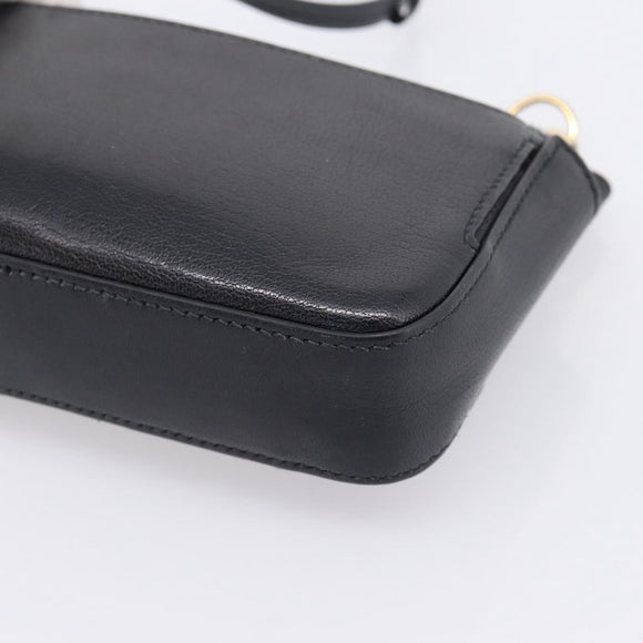 GIVENCHY Shoulder Bag Leather 2way Black Gold Auth 207635A