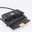 GIVENCHY Shoulder Bag Leather 2way Black Gold Auth 207635A-17
