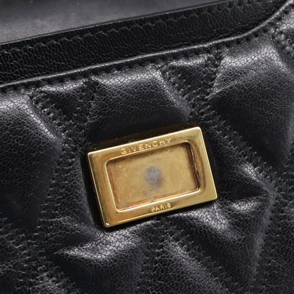 GIVENCHY Shoulder Bag Leather 2way Black Gold Auth 207635A