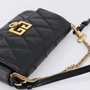 GIVENCHY Shoulder Bag Leather 2way Black Gold Auth 207635A-6