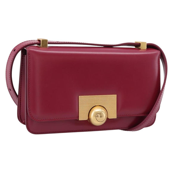 Bottega Veneta Shoulder Bag Leather Wine Red Gold Auth 207636V
