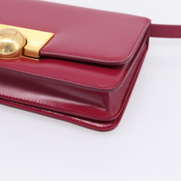 Bottega Veneta Shoulder Bag Leather Wine Red Gold Auth 207636V