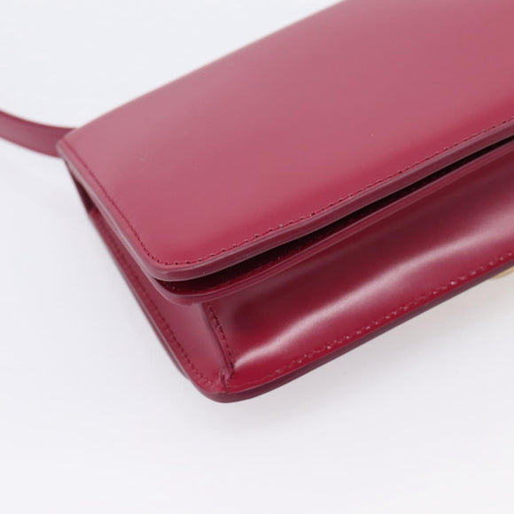 Bottega Veneta Shoulder Bag Leather Wine Red Gold Auth 207636V