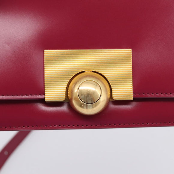 Bottega Veneta Shoulder Bag Leather Wine Red Gold Auth 207636V