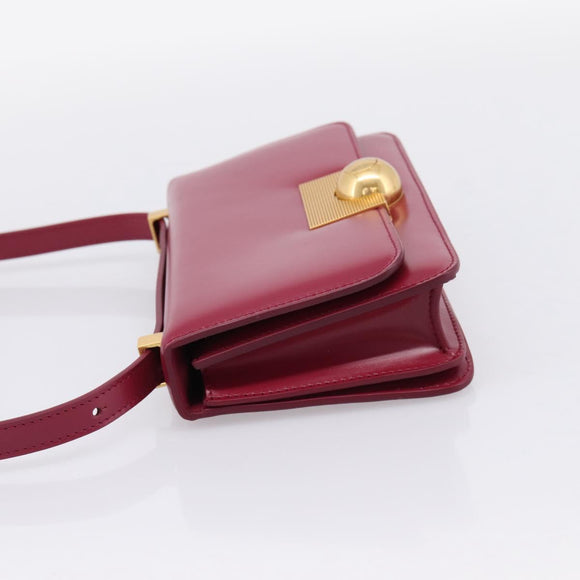 Bottega Veneta Shoulder Bag Leather Wine Red Gold Auth 207636V