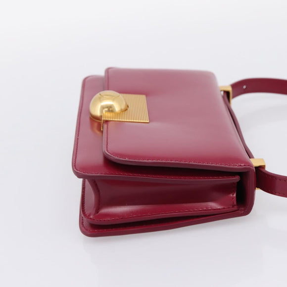 Bottega Veneta Shoulder Bag Leather Wine Red Gold Auth 207636V