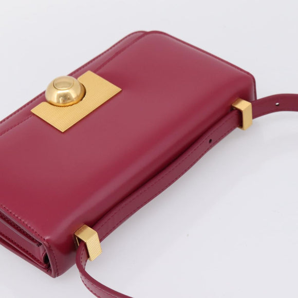 Bottega Veneta Shoulder Bag Leather Wine Red Gold Auth 207636V