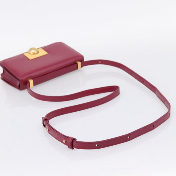 Bottega Veneta Shoulder Bag Leather Wine Red Gold Auth 207636V