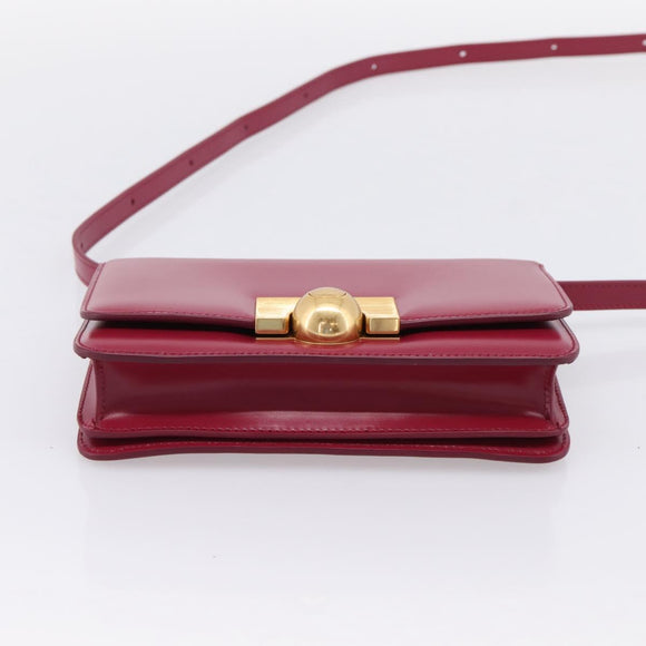 Bottega Veneta Shoulder Bag Leather Wine Red Gold Auth 207636V