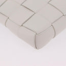 Bottega Veneta MAXI INTRECCIATO Clutch Bag Leather White Gold Auth 207638M-15