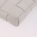 Bottega Veneta MAXI INTRECCIATO Clutch Bag Leather White Gold Auth 207638M-16