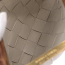 Bottega Veneta MAXI INTRECCIATO Clutch Bag Leather White Gold Auth 207638M-11