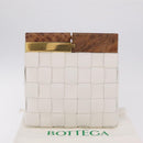 Bottega Veneta MAXI INTRECCIATO Clutch Bag Leather White Gold Auth 207638M-12