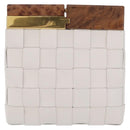Bottega Veneta MAXI INTRECCIATO Clutch Bag Leather White Gold Auth 207638M-13
