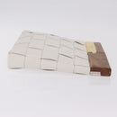 Bottega Veneta MAXI INTRECCIATO Clutch Bag Leather White Gold Auth 207638M-3