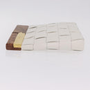Bottega Veneta MAXI INTRECCIATO Clutch Bag Leather White Gold Auth 207638M-4