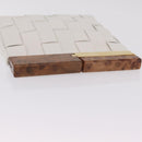 Bottega Veneta MAXI INTRECCIATO Clutch Bag Leather White Gold Auth 207638M-5