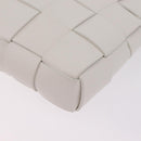 Bottega Veneta MAXI INTRECCIATO Clutch Bag Leather White Gold Auth 207638M-14