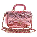 CHANEL Matelasse Chain Shoulder Pouch Patent Leather 2way Pink CC Auth 207644SM-1