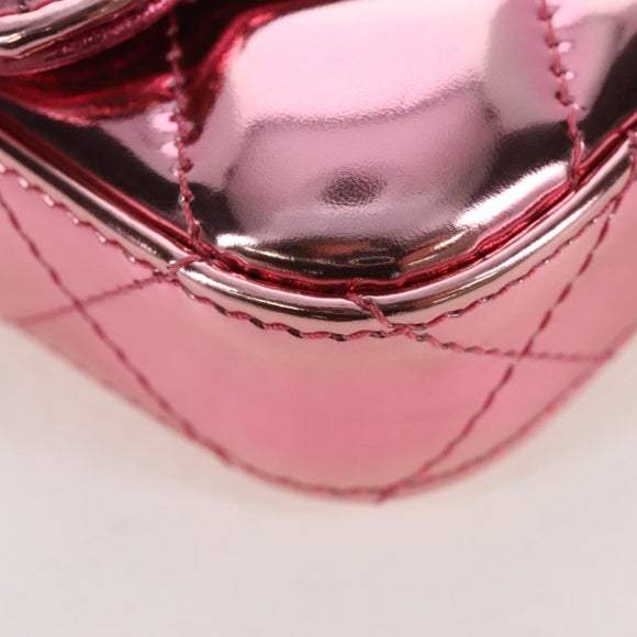 CHANEL Matelasse Chain Shoulder Pouch Patent Leather 2way Pink CC Auth 207644SM