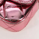 CHANEL Matelasse Chain Shoulder Pouch Patent Leather 2way Pink CC Auth 207644SM-18