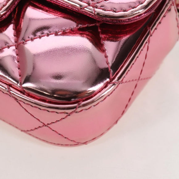 CHANEL Matelasse Chain Shoulder Pouch Patent Leather 2way Pink CC Auth 207644SM