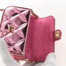 CHANEL Matelasse Chain Shoulder Pouch Patent Leather 2way Pink CC Auth 207644SM-22