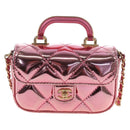 CHANEL Matelasse Chain Shoulder Pouch Patent Leather 2way Pink CC Auth 207644SM-13